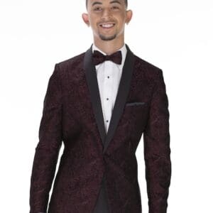 Burgundy Paisley Fashion Coat