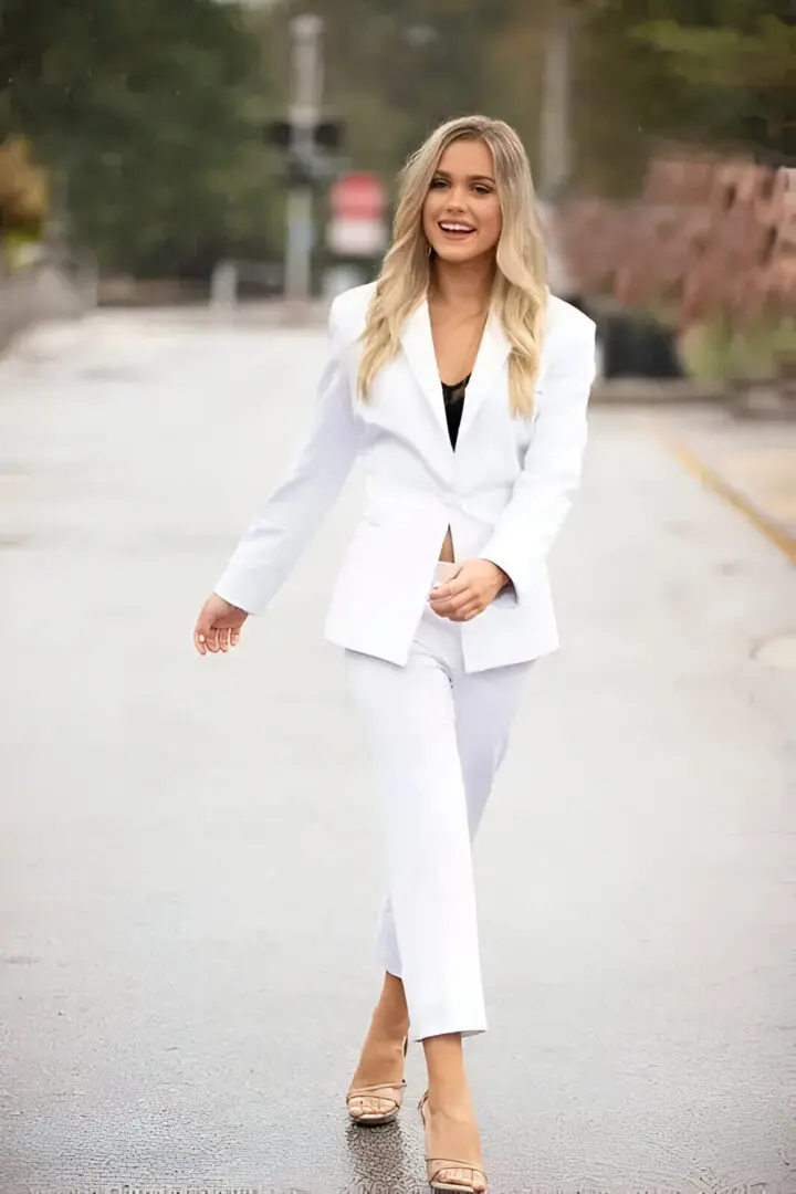 White Sophia Coat with Knit Pants