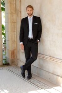 Black Dawson Suit with Self-Tie Long Tie