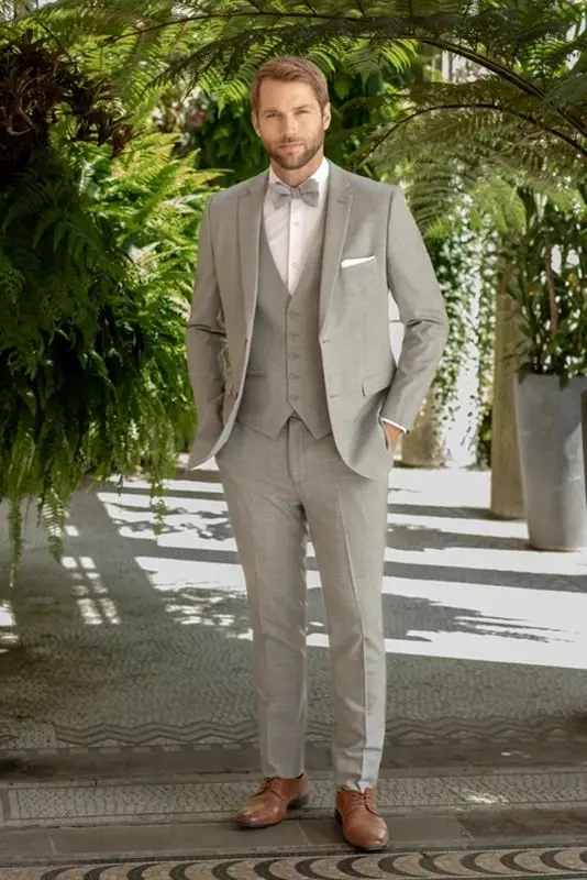 Chrome Dawson Suit with Matching Vest and Banded Hand-Knot Bow Tie