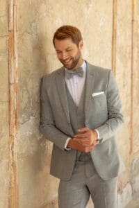 Chrome Dawson Suit with Matching Vest and Banded Hand-Knot Bow Tie