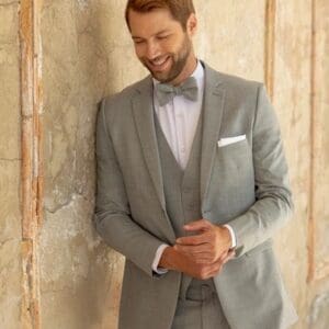 Chrome Dawson Suit with Matching Vest and Banded Hand-Knot Bow Tie