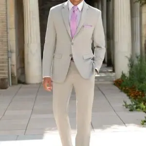 Light Grey Metro Suit with Tonal Stripe Self-Tie Long Tie