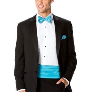 Modern Dot Hand-Knot Bow Tie with Simply Solid Cummerbund