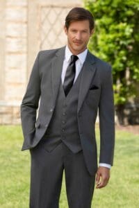 Medium Grey Metro Suit with Matching Vest and Self-Tie Long Tie